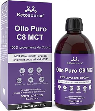 Ketosource Pure C8 MCT Oil: benefici, prezzo e recensioni 1 Ketosource Pure C8 MCT Oil
