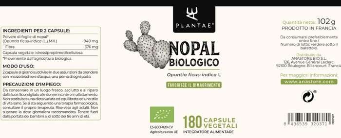 Nopal Biologico composizione e uso Nopal Biologico composizione e uso