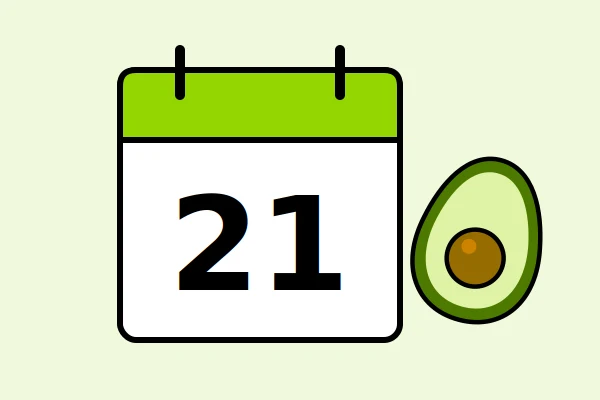 11 Calendario con il numero 21 e un avocado