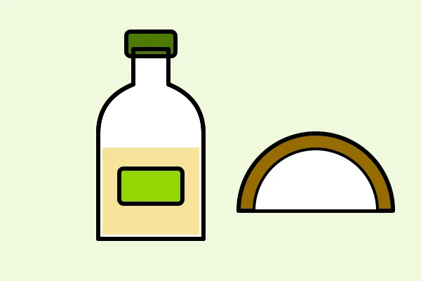 7 Bottiglia di olio MCT e mezza noce di cocco