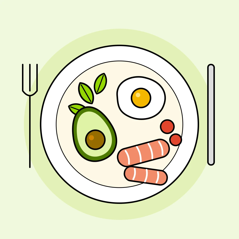 1 Piatto low carb con avocado, uovo all'occhio di bue, salmone e pomodorini