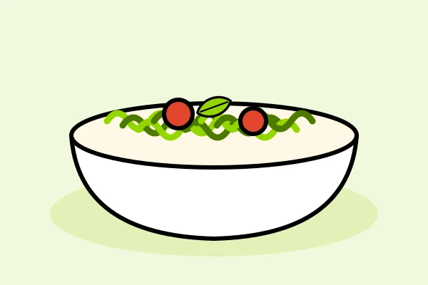 3 Ciotola di spaghetti di zucchine con pomodorini